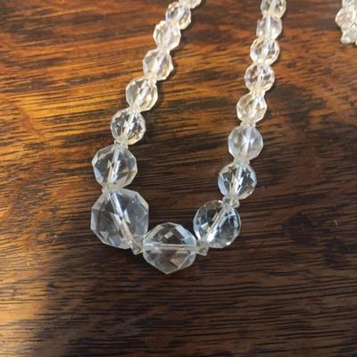GLASS BEADED NECKLACE AND MATCHING CLIP ON EARRINGS