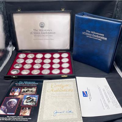 Milestones of Space Exploration 1oz .999 Fine Silver 24 Coins W/ Rare Binder COA
