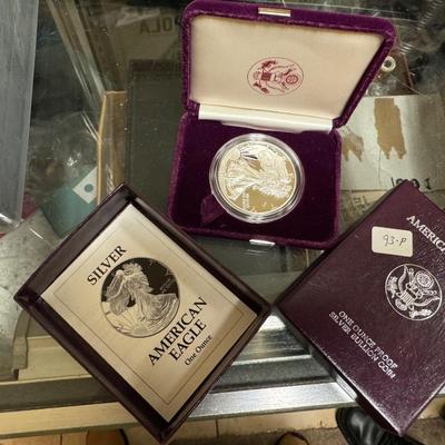 1987 AMERICAN EAGLE 1 OZ silver with papers and box