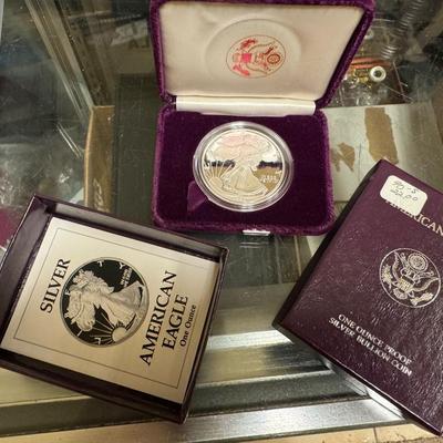 1990 AMERICAN EAGLE 1 oz silver with papers and box