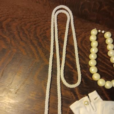 BEADED NECKLACES AND DRESS GLOVES