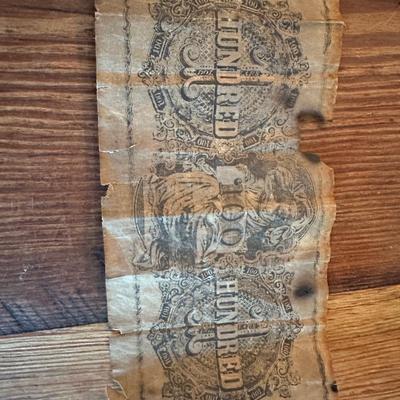 1863 Louisiana $100 Gray Note, Antique Books & Framed Photo