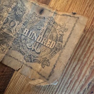 1863 Louisiana $100 Gray Note, Antique Books & Framed Photo