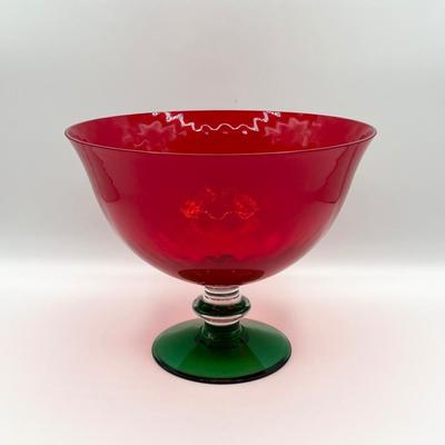 Diamond Glass Pedestal Compote & Three (3) Glass Candies