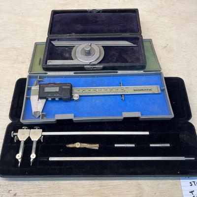 Riefler Compass, Starrett Bevel Protractor & Mitutoyo Digital Caliper (WS-MG)