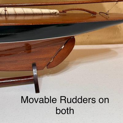Pair (2) ~ Teak Sailboat Decor