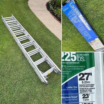 WERNER ~ Duo (2) ~ 27’ Aluminum Extension Ladder With Ladder Stabilizer