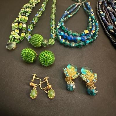 Beautiful and Fun Blue & Green Costume Jewelry