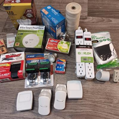 Home needs - fire alarm - light bulbs - power strips - nightlights - and more some brand new!