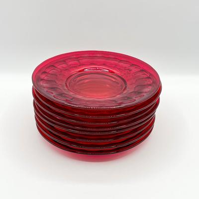 FENTON ~ Ruby Agua Caliente ~ Eight (8) 1930’s Salad Plates