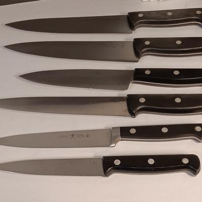 Set of J.A. Henckels International fine edge knives with vintage knife block