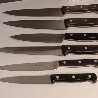 Set of J.A. Henckels International fine edge knives with vintage knife block