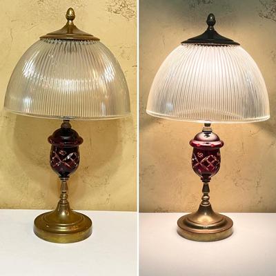 Single (1) ~ Vtg. Cranberry Ruby Red Bohemian Crystal Lamp