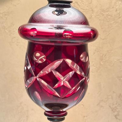 Single (1) ~ Vtg. Cranberry Ruby Red Bohemian Crystal Lamp