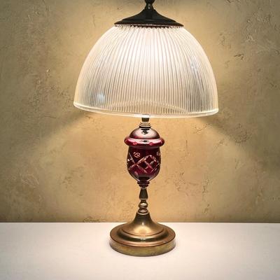 Single (1) ~ Vtg. Cranberry Ruby Red Bohemian Crystal Lamp