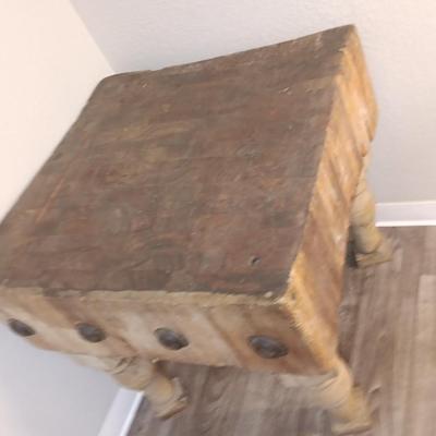 Robust and Heavy-Duty Antique Primitive Butcher Block Table