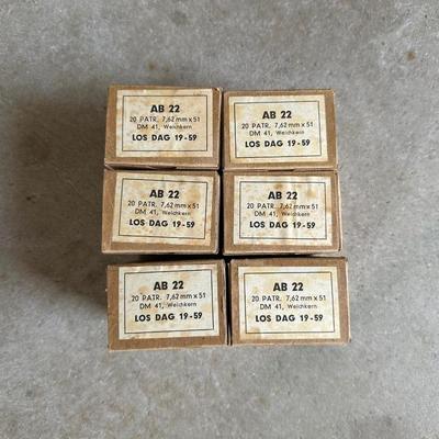 6 BOXES OF 7.62 AMMUNITION