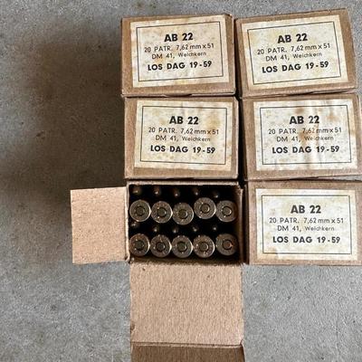 6 BOXES OF 7.62 AMMUNITION