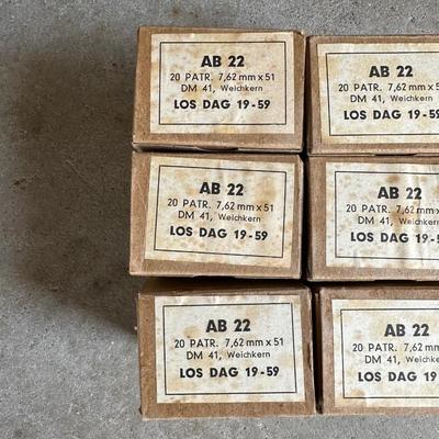 6 BOXES OF 7.62 AMMUNITION