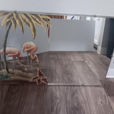 Vintage MID CENTURY MODERN ART DECO TURNER Pink Flamingo Mirror