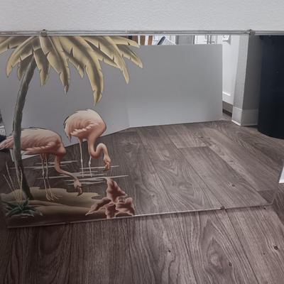 Vintage MID CENTURY MODERN ART DECO TURNER Pink Flamingo Mirror