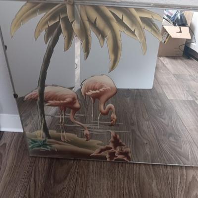 Vintage MID CENTURY MODERN ART DECO TURNER Pink Flamingo Mirror