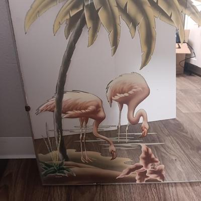 Vintage MID CENTURY MODERN ART DECO TURNER Pink Flamingo Mirror