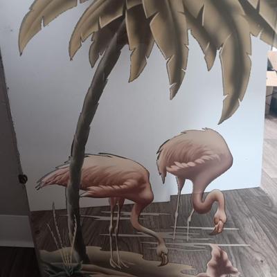 Vintage MID CENTURY MODERN ART DECO TURNER Pink Flamingo Mirror