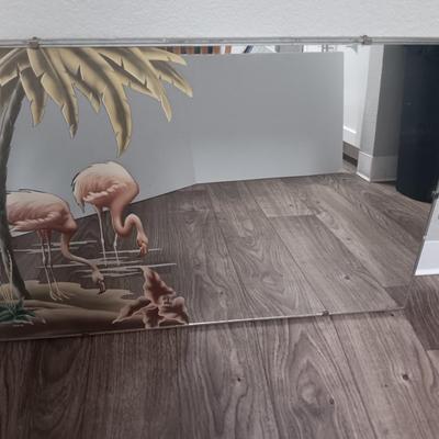 Vintage MID CENTURY MODERN ART DECO TURNER Pink Flamingo Mirror
