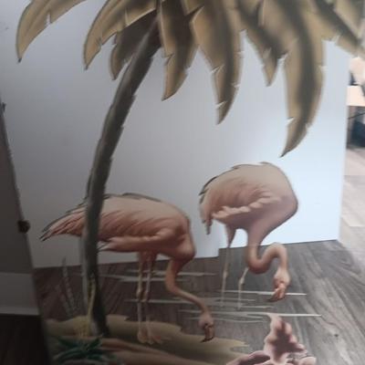 Vintage MID CENTURY MODERN ART DECO TURNER Pink Flamingo Mirror