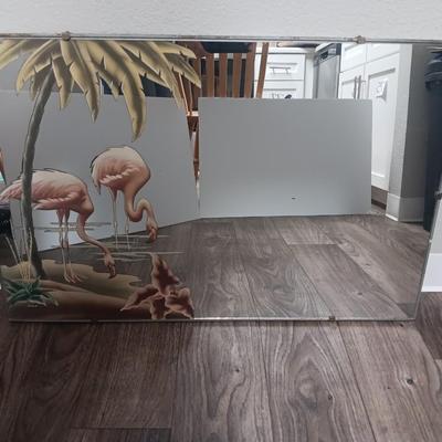 Vintage MID CENTURY MODERN ART DECO TURNER Pink Flamingo Mirror