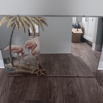 Vintage MID CENTURY MODERN ART DECO TURNER Pink Flamingo Mirror
