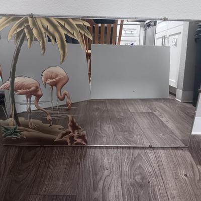 Vintage MID CENTURY MODERN ART DECO TURNER Pink Flamingo Mirror
