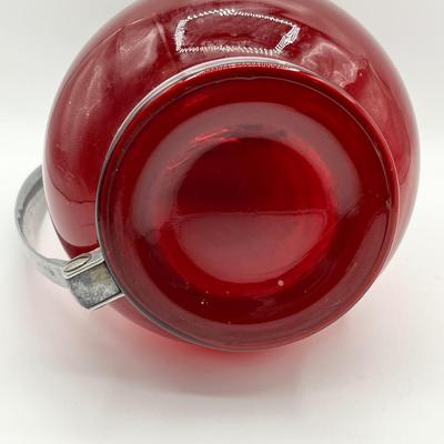 MACBETH EVANS ~ Ruby Red Pitcher With Aluminum Handle