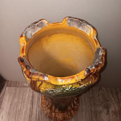 Stunning Antique Umbrella Stand is an English Majolica Pedestal missing Original Jardiniere