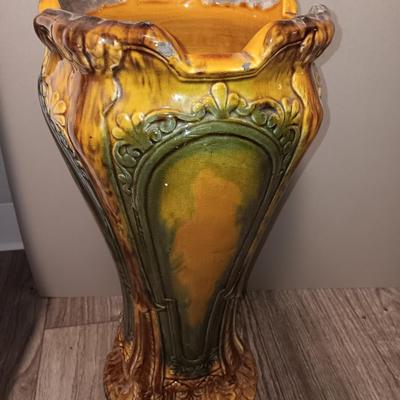 Stunning Antique Umbrella Stand is an English Majolica Pedestal missing Original Jardiniere