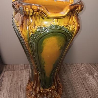 Stunning Antique Umbrella Stand is an English Majolica Pedestal missing Original Jardiniere