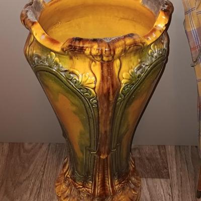 Stunning Antique Umbrella Stand is an English Majolica Pedestal missing Original Jardiniere