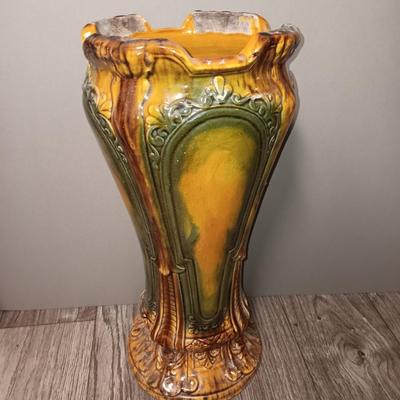 Stunning Antique Umbrella Stand is an English Majolica Pedestal missing Original Jardiniere