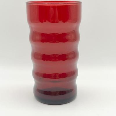 ANCHOR HOCKING ~ Whirley Twirly Ruby Tumblers ~ Set Of Five (5)