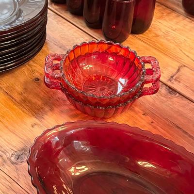 Assorted Ruby Red Glassware ~ 155 Pieces