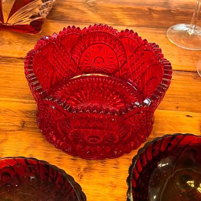 Assorted Ruby Red Glassware ~ 155 Pieces