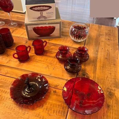 Assorted Ruby Red Glassware ~ 155 Pieces