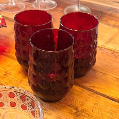 Assorted Ruby Red Glassware ~ 155 Pieces