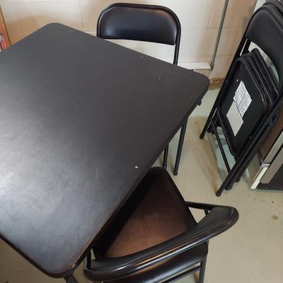 Four Black Folding Chairs w/ Card Table (BS-DZ)
