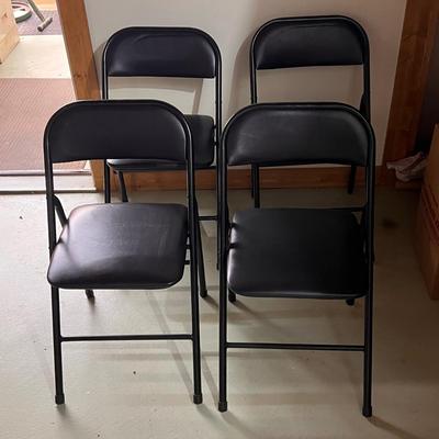 Four Black Folding Chairs w/ Card Table (BS-DZ)