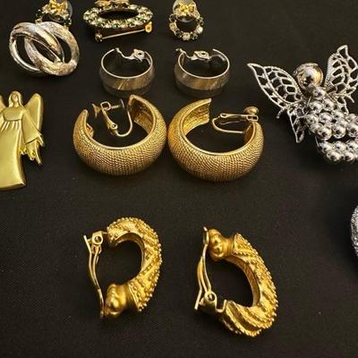 Collection of Festive Earrings and Pins