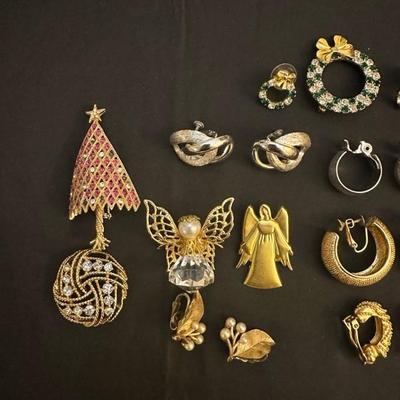 Collection of Festive Earrings and Pins