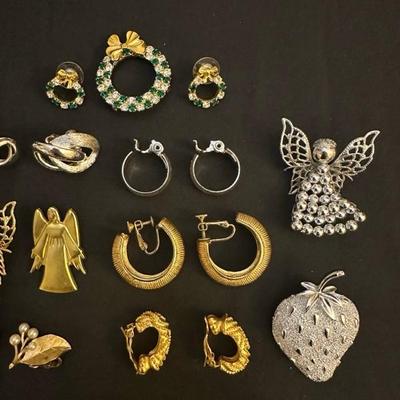 Collection of Festive Earrings and Pins