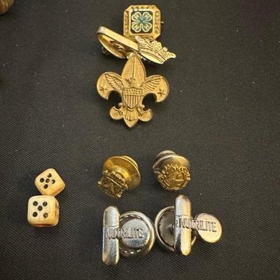 Collection of Cuff Links & Clips Including Vintage Jewelry Box